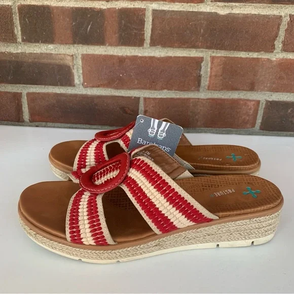 Baretraps Bliss Posture Plus Wedge Sandals Slides Women's red/cream Size US 9 M - Picture 8 of 9